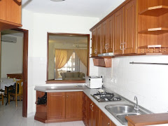 Fully-equipped kitchen with fridge, microwave and washing machine