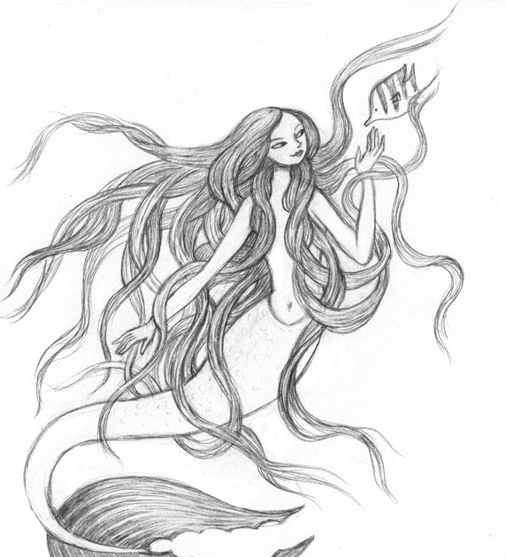 ArtGhost: Another mermaid/giant hair drawing