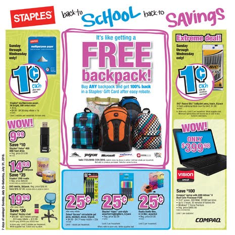 Free Backpack From Staples