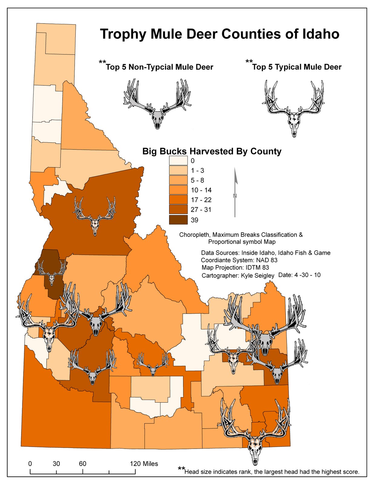 Seigley Blog: Map #1 (Trophy Mule Deer Counties of Idaho) Final Project