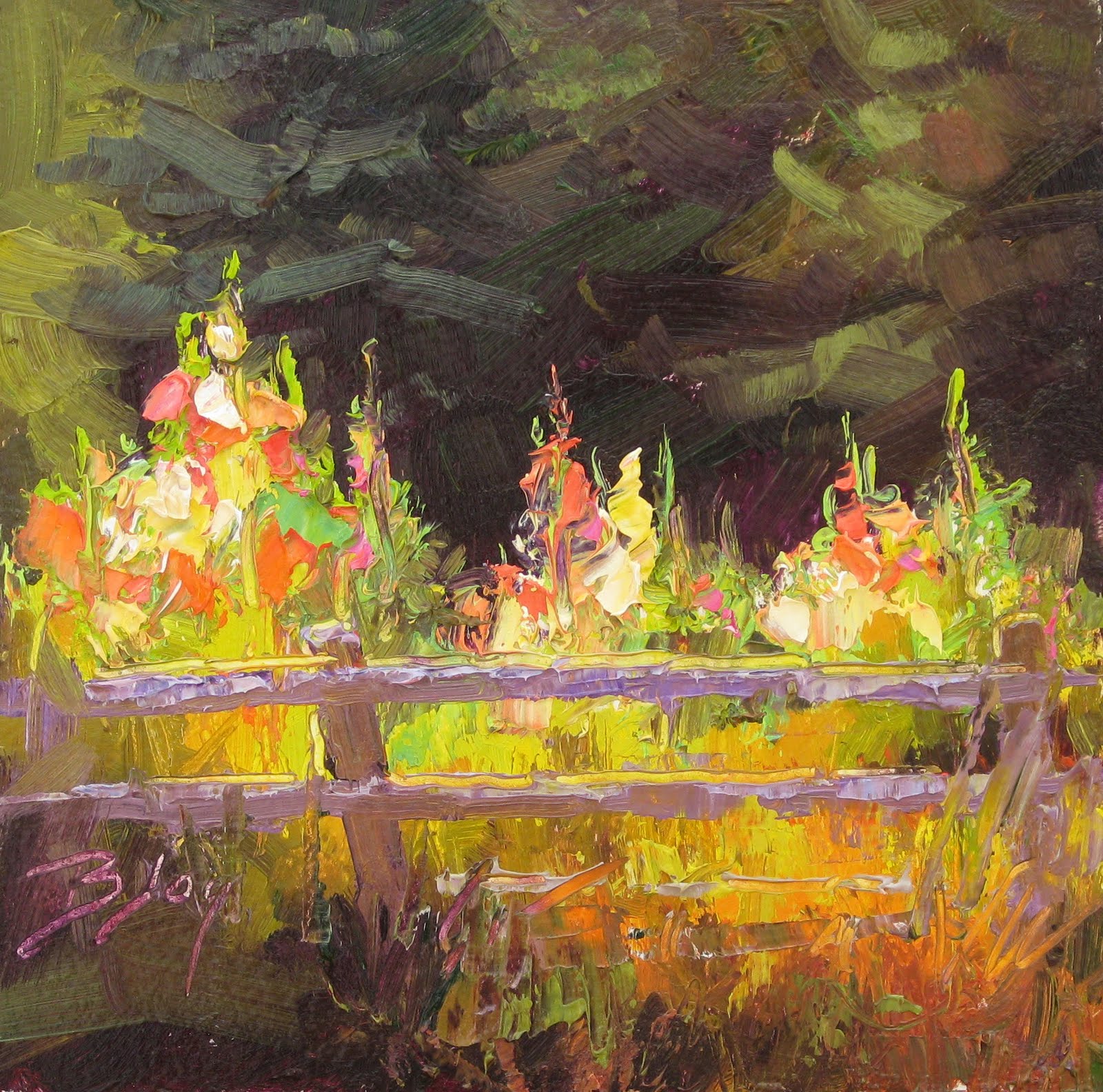 Palette Knife Painters, International Flower Garden oil palette knife