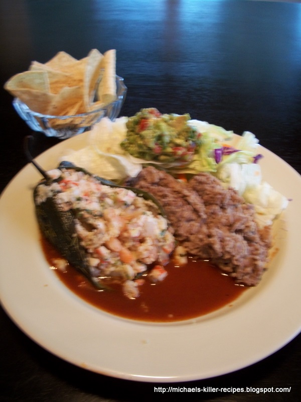 Michael's Killer Recipes Shrimp and Crab Chile Rellenos (not fried
