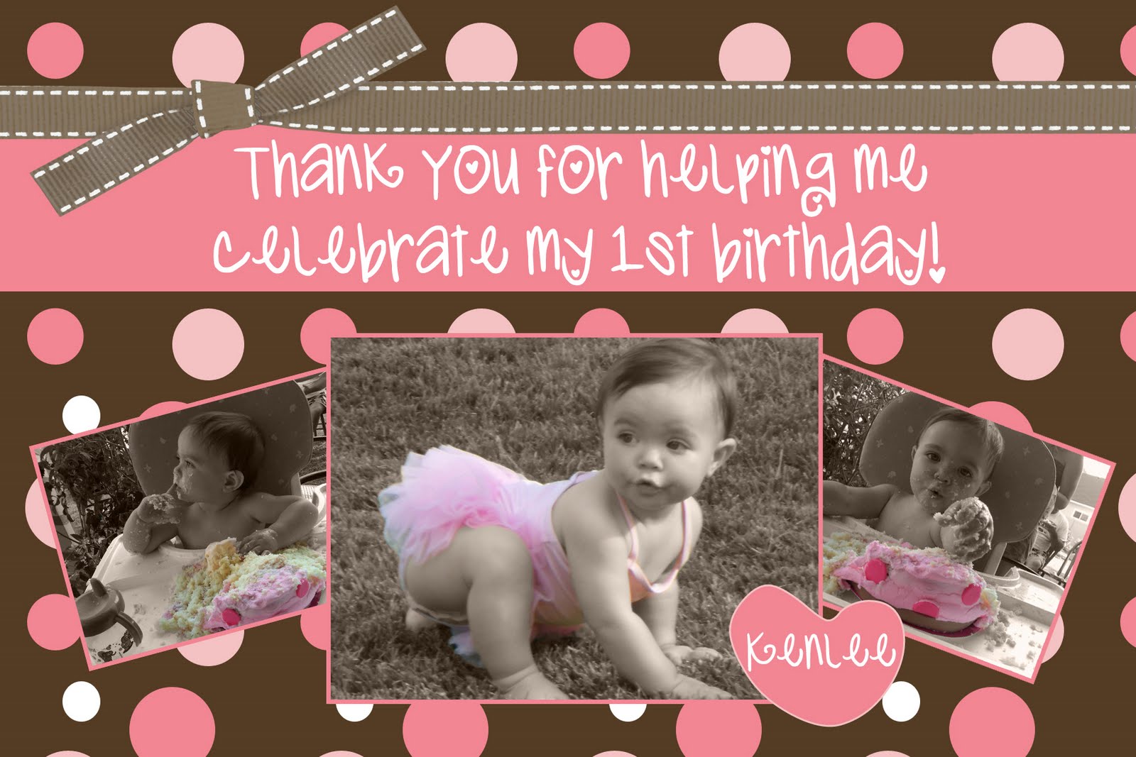 Kayleigh's Kreations Kenlee's 1st Birthday Invitation and Thank You
