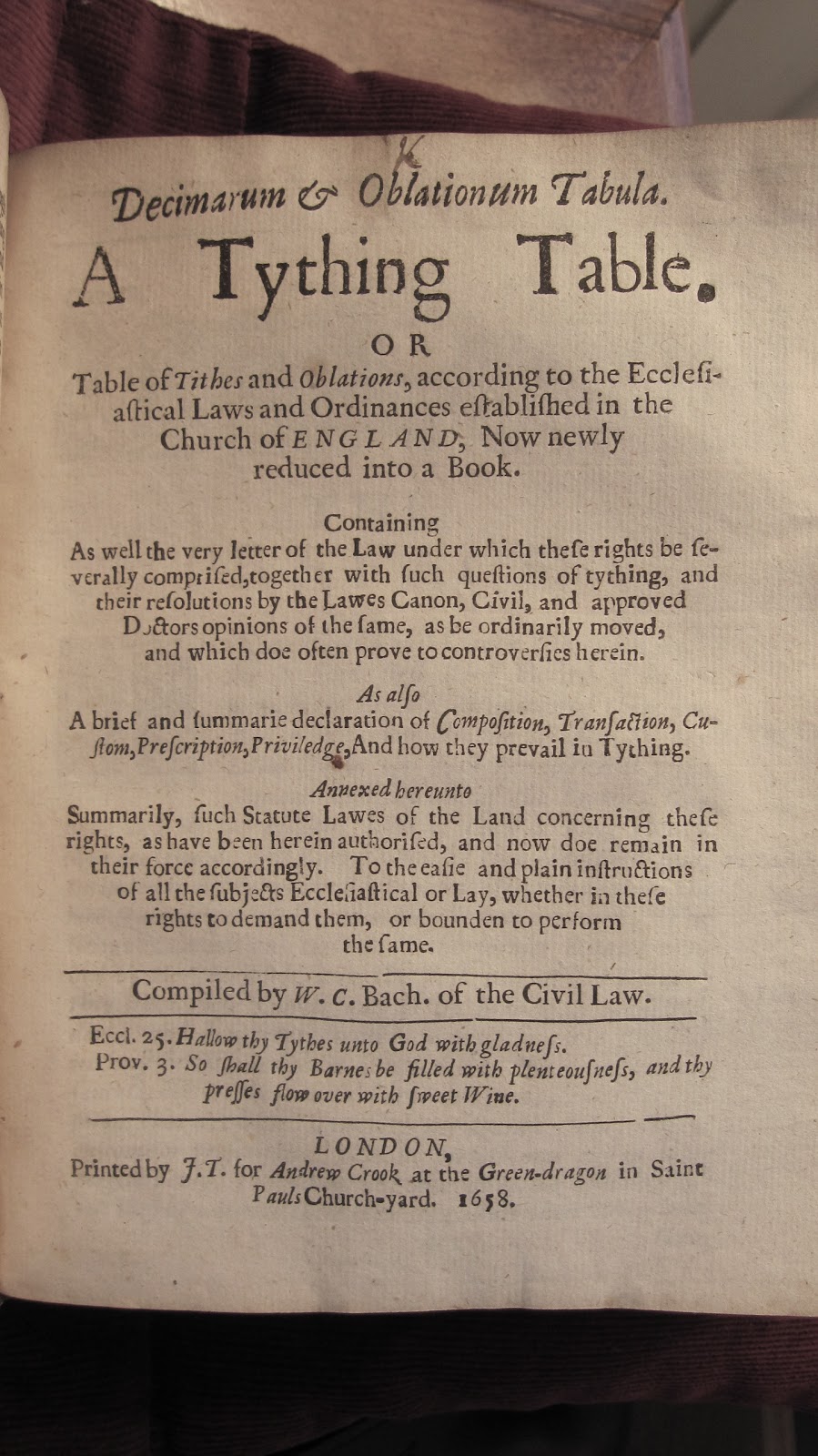 MCRS Rare Books Blog: "Tithes too hot to be Touched": A Seventeenth ...