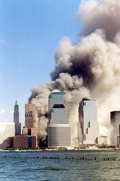 Picture of the World Trade Center on 9/11 shortly after the second tower had collapsed.