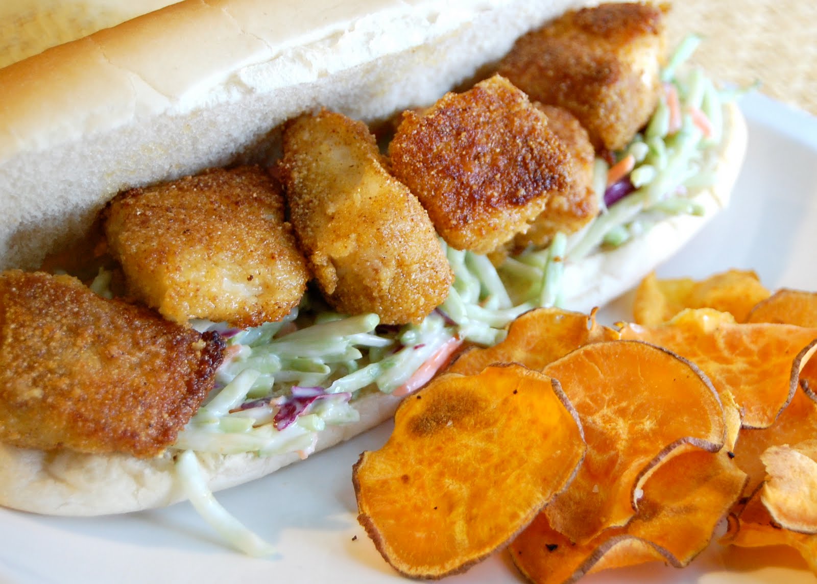 Chef Mommy Catfish Po'boys with Broccoli Slaw