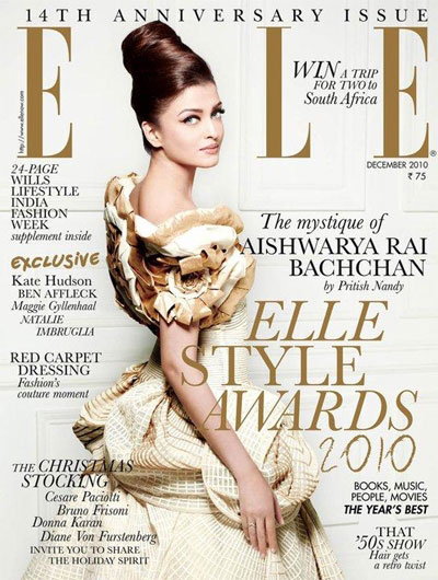 Aishwarya Rai Elle cover scan - Dec 2010