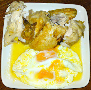 Roast chicken and eggs fried in copious amounts of butter