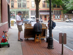 Piano Busker in Downtown Northampton, Sunday 9/14