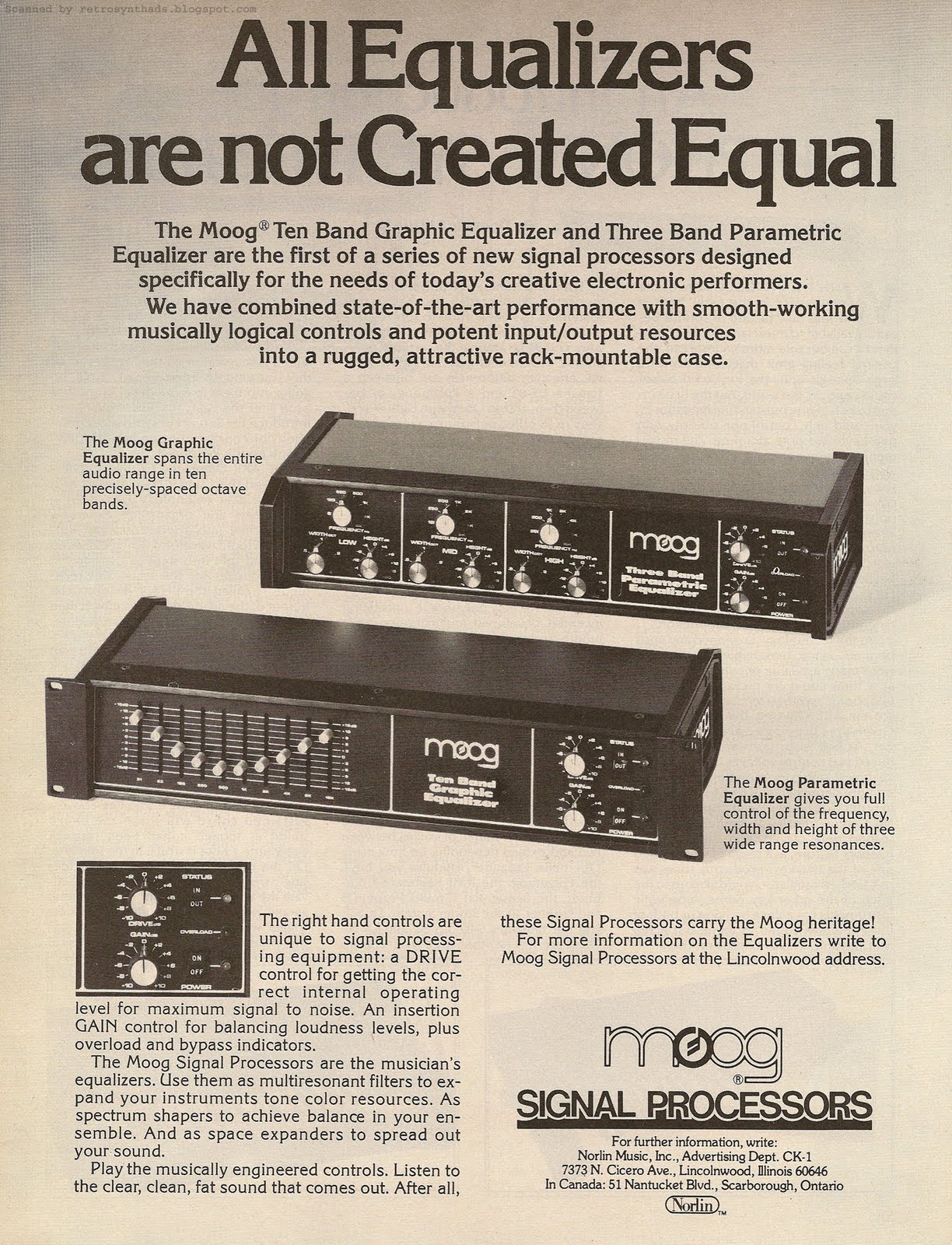 Retro Synth Ads Moog Ten Band Graphic Equalizer and Three Band