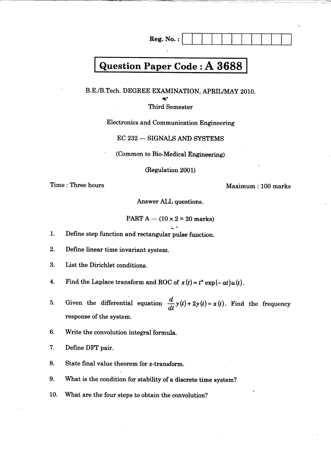 ANNA UNIVERSITY QUESTION BANK SIGNALS AND SYSTEMS