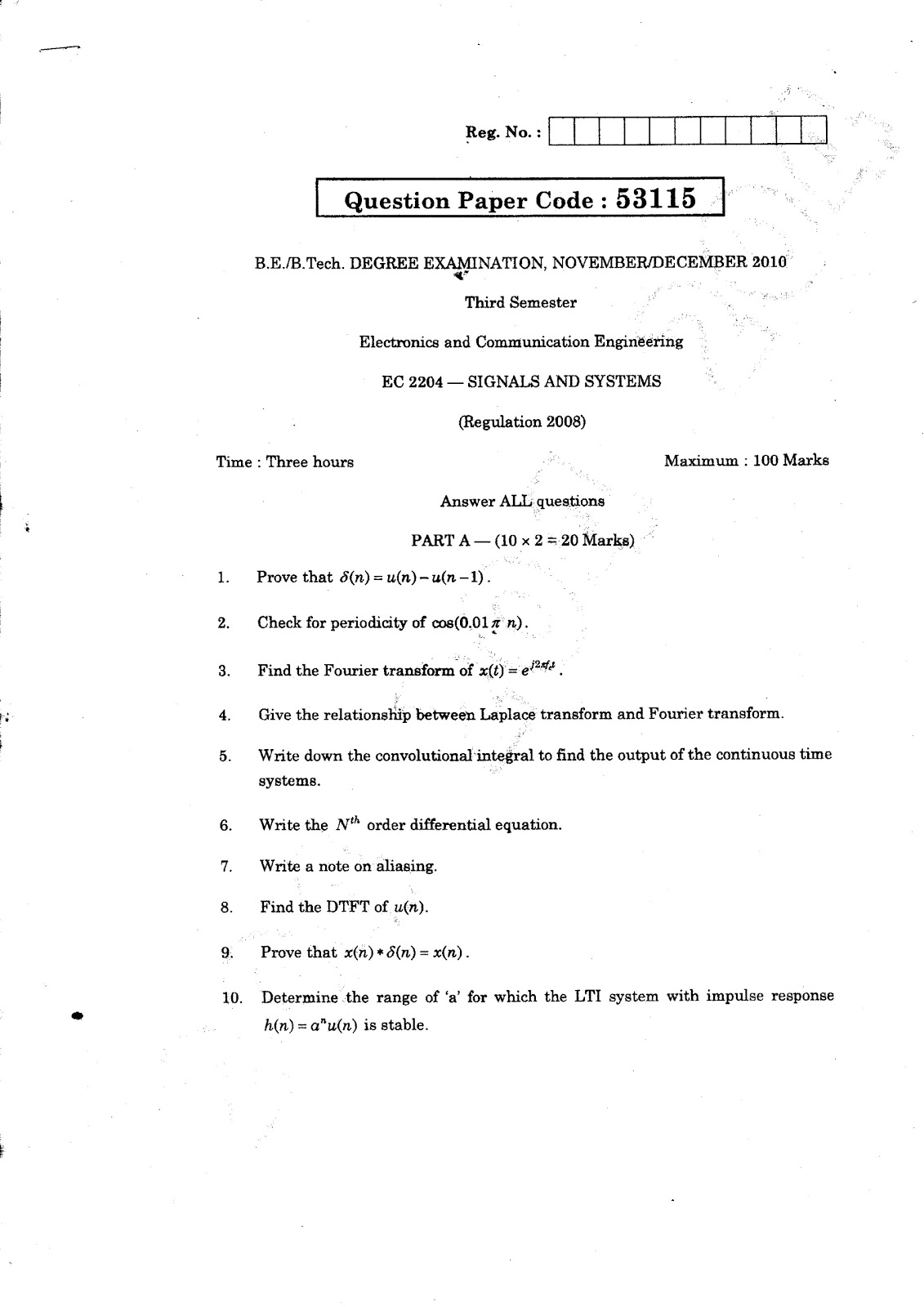 ANNA UNIVERSITY QUESTION BANK SIGNALS AND SYSTEMS