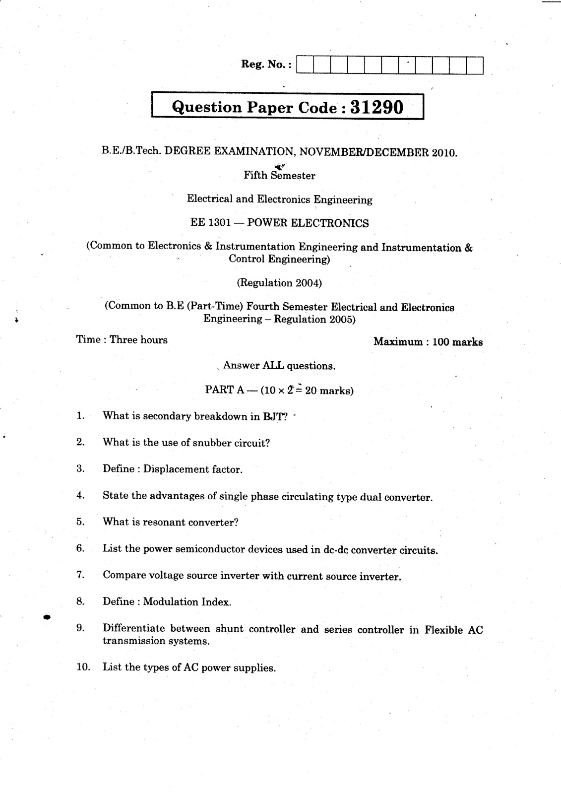 ANNA UNIVERSITY QUESTION BANK POWER ELECTRONICS