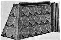 Early photo of embossed tin shingles