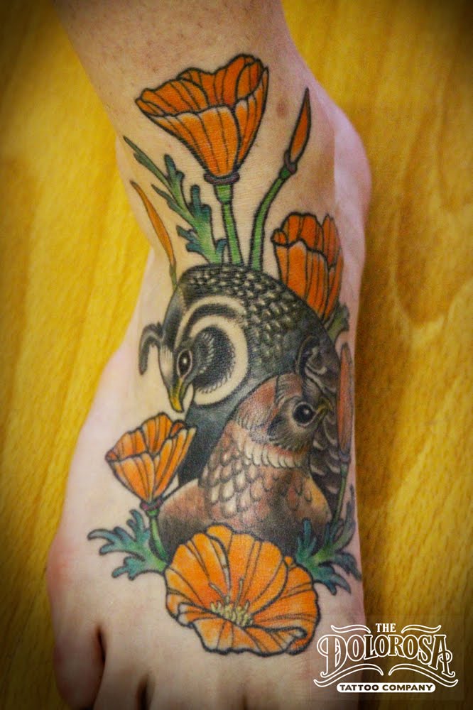 Loved doing these quails and poppies they made for a great tattoo.
