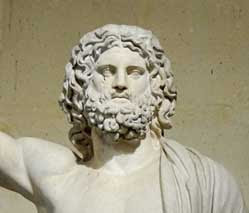 Closeup of face from statue of Zeus