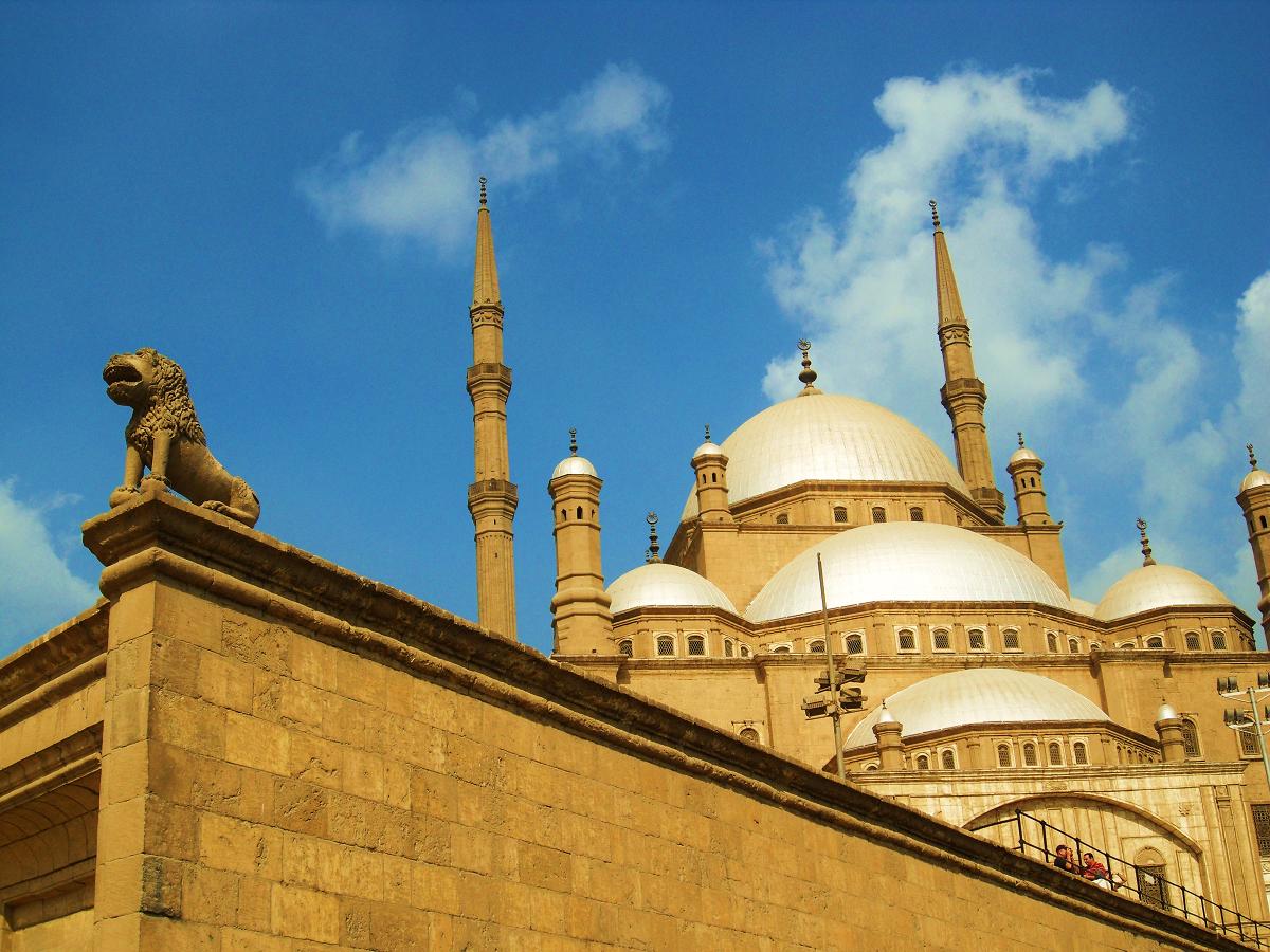 [cairo-egypt-mohammed-ali-mosque-view-outside-fortress-wall-lion-statue.jpg]