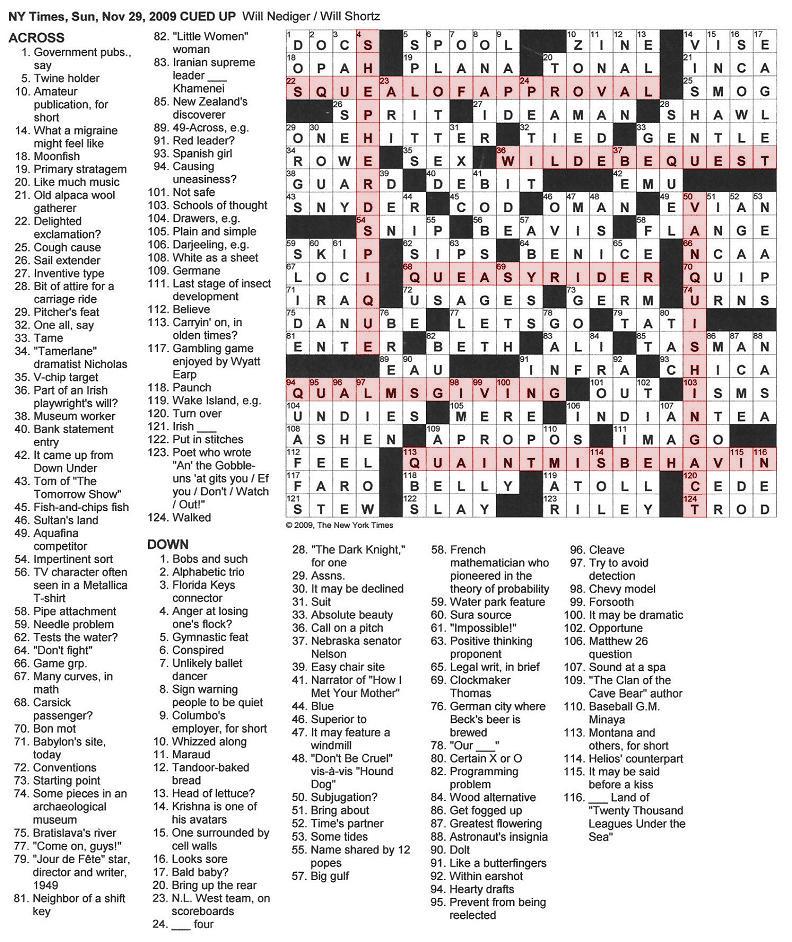 The New York Times Crossword in Gothic: November 2009