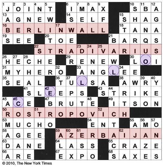 The New York Times Crossword in Gothic 09.16.10 — BERLIN WALL