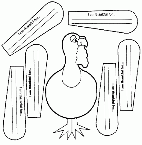 I Am Thankful For Turkey Feather Cut Out Sketch Coloring Page