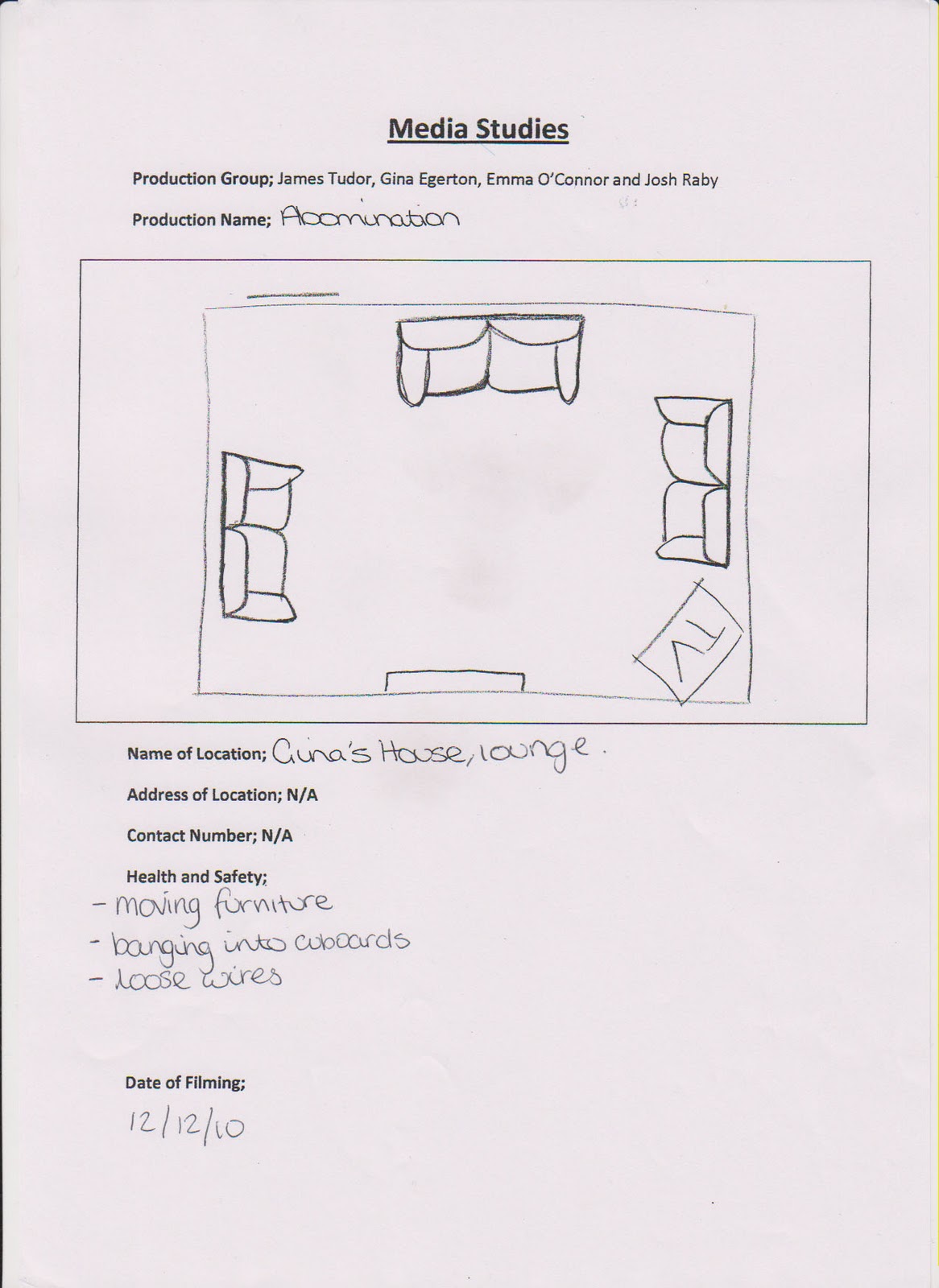 Media Studies Section Seven Recce And Location Sheets