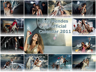 New Year 2011 Calendar, Hollywood Actress Eva Mendes Desktop Wallpapers