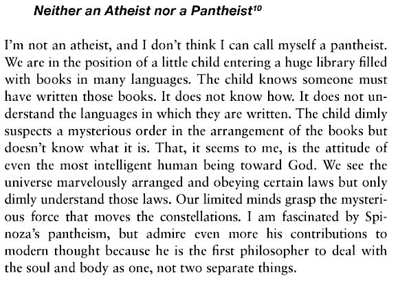 Neither an Atheist nor a Pantheist.
