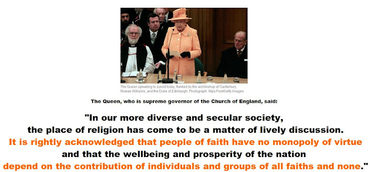 Religious do not have monopoly on virtue, Queen tells synod.
