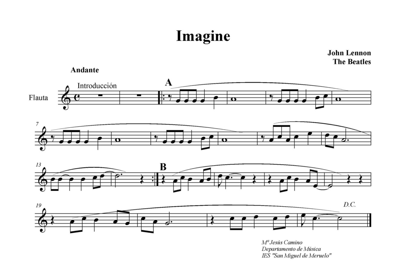 Projeto Sinfonia Jovem: Partitura para flauta doce de IMAGINE