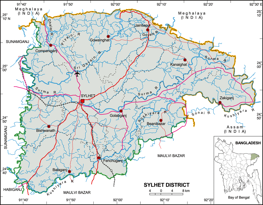 Maps of Bangladesh Political Map of Sylhet District Maps of Bangladesh Political Map of Sylhet District