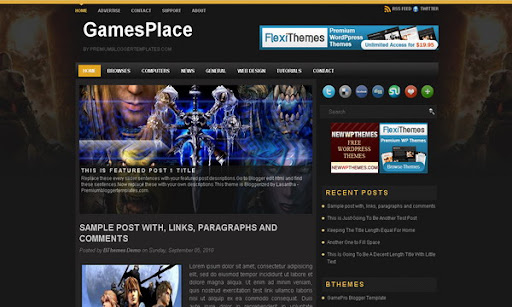 Games Place Blogger Template