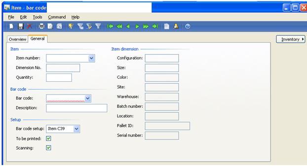 Microsoft Dynamics: Setting up bar code in AX 2009