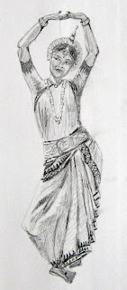odissi dancer pencil sketch