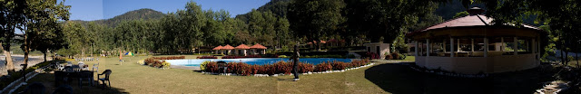 Panaroma posted by Ripple (VJ) : This has been created in Photoshop Elements 7.0 without any editing : Automatic : Panaromic View of RamGanga Resort, Corbett