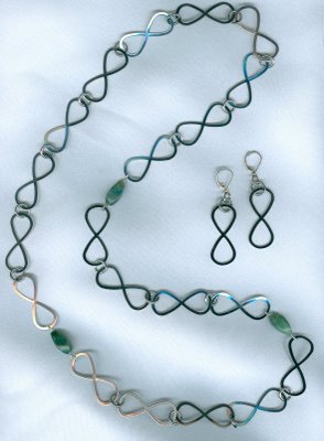 Silver Chain with Green Stones