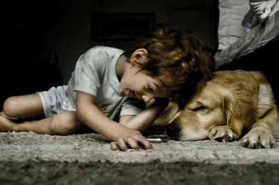 Imagens de crianças e seus animais de estimação