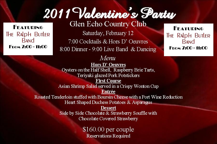 Glen Echo Country Club Golf Course Management Valentine's Day Dinner