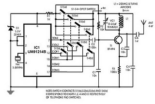 Electronic Circuits Diagram: Radio Remote Control using DTMF circuit diagram