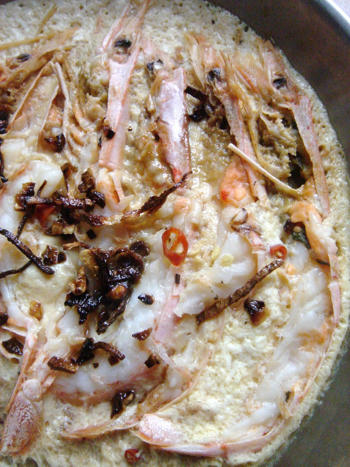 East meets West Steamed Silken Tofu Egg and Prawns