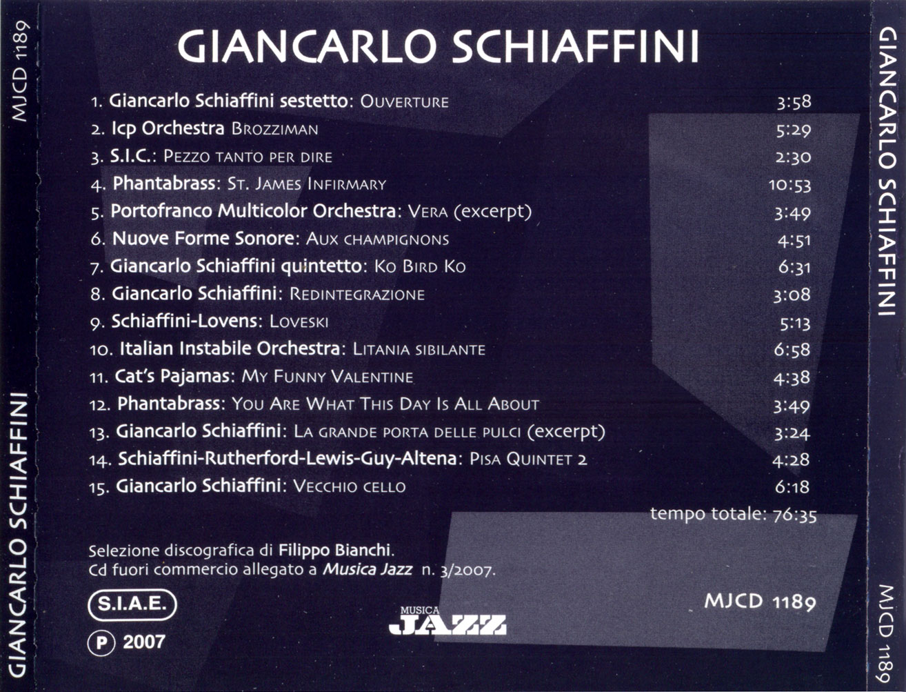 Jazz from Italy Giancarlo Schiaffini Rare and Unpublished tracks