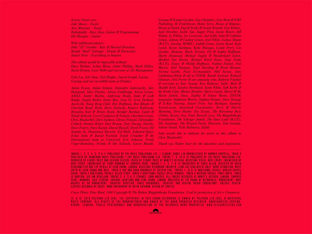 Encarte Scissor Sisters Night Work (Digital Edition) Encartes Pop