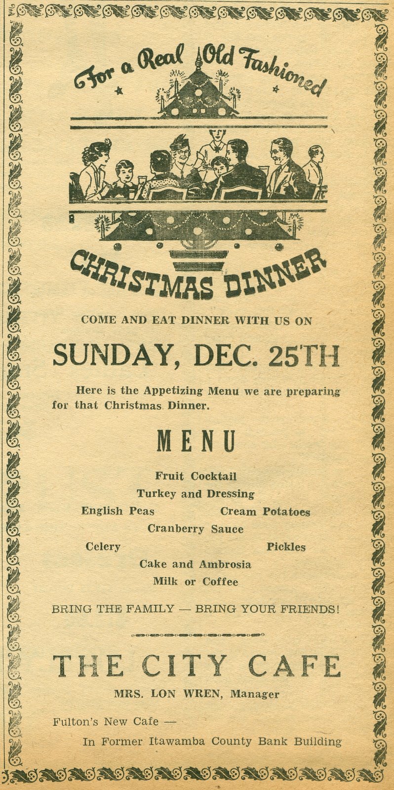 Itawamba Connections A Real Old Fashioned Christmas Dinner 1938 Fulton
