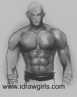 How to draw man body torso muscle