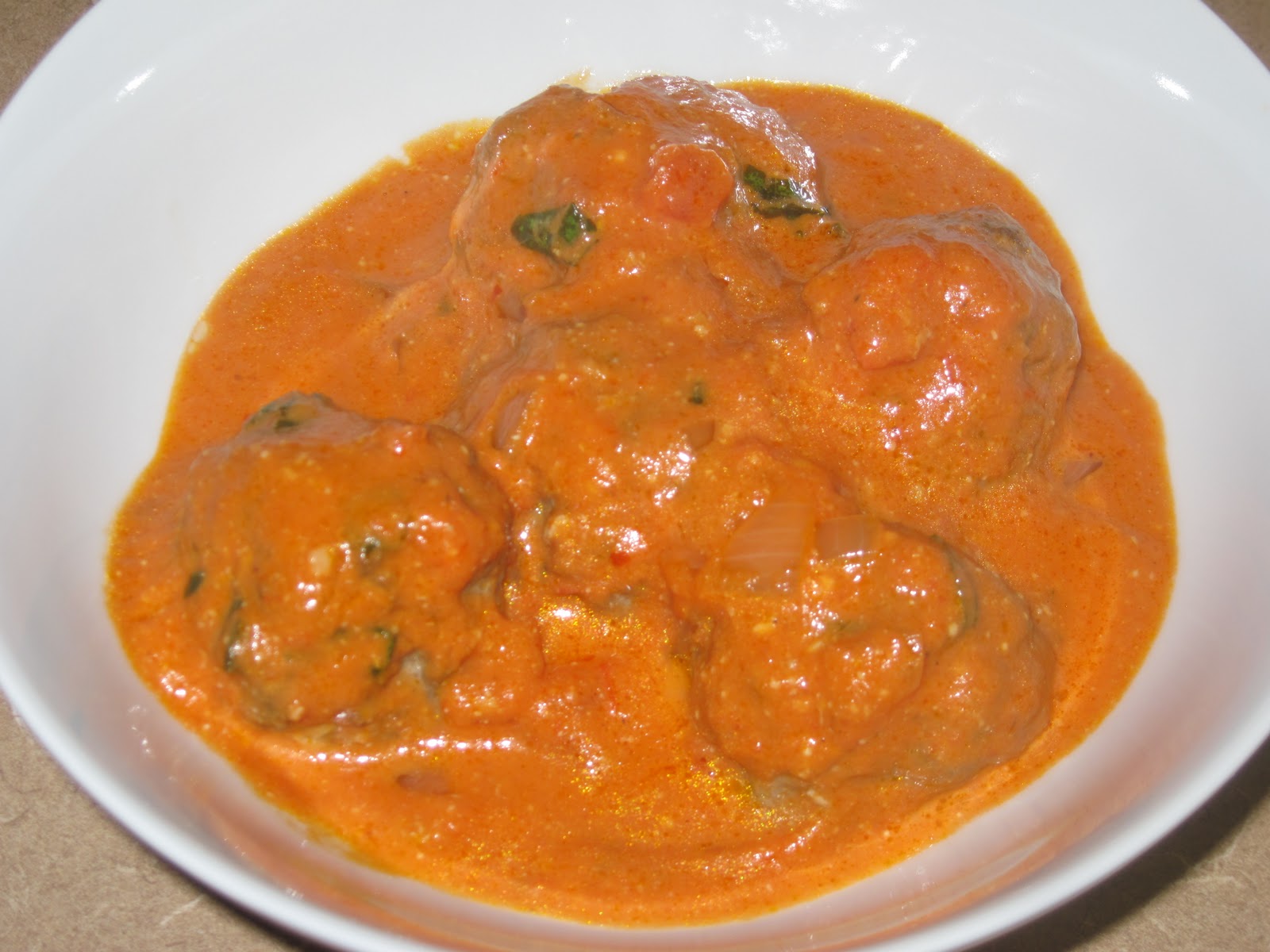 Luscious Low Carb Italian Meatballs in Tomato Alfredo Sauce!