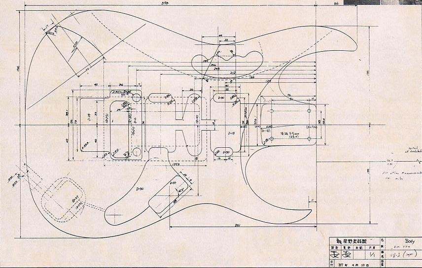 Чертежи электрогитар с размерами