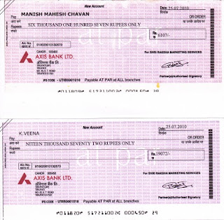 veena @ shriraksha CONTACT 09594398142: The First Cheque My self and my ...