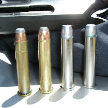 300-gr Remington hollowpoint, 350-grain Cor Bon, 420-gr Garrett, 540-gr Garret.
