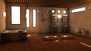 Phòng tắm được làm hoàn toàn từ gỗ cao cấp, đem đến cảm giác ấm áp nhưng không kém phần hiện đại.