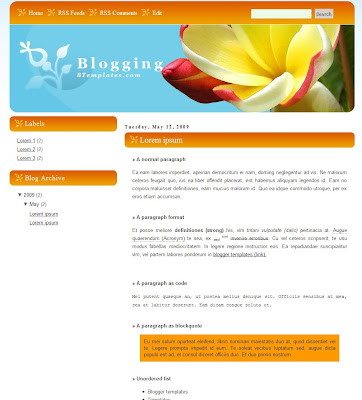 Flower Blogging Blogspot Theme