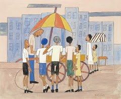 William Henry Johnson, Ice Cream Stand, ca. 1939-1942, Gouache, ink, and graphite on paper,  Courte